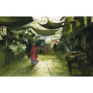 Javid Tabatabaei, 13 x 21 Inch, Watercolour on Paper, Cityscape Painting, AC-JTT-025